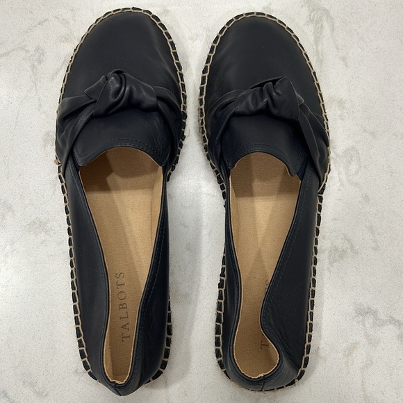 Talbots Izzy Knot Nappa Espadrille Flats Leather Black Round Toe Size 10 NWT - Picture 7 of 16